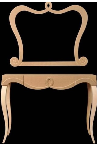 Dresuar Avangard Aslan Cnc Model Ahşap Kayın Ayak Mdf Tabla Este Akçaağaç