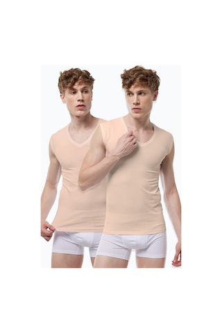 Malabadi Görünmez Atlet Erkek Ten Rengi 2 Li Paket V Yaka Iz Yapmayan Modal Kolsuz Atlet 064 Ten Rengi