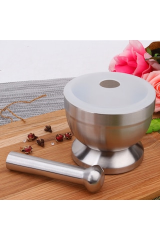 Sones Mutfak Paslanmaz Çelik Sarımsaklı Gıda Havanda Kapaklı, Boyut: Büyük