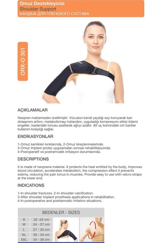 Neopren Ortopedik Omuz si Omuz sı Ve Omuz Çıkığı İçin Orx -o301 M