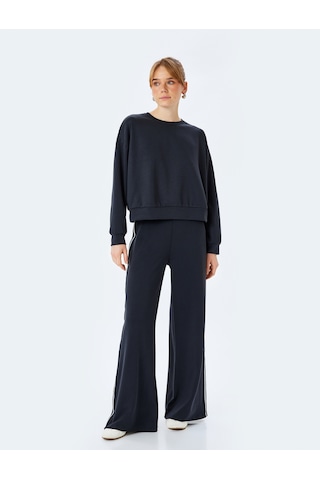 Koton Modal Kumaş Bisiklet Yaka Uzun Kollu Basic Sweatshirt Siyah 5sak10112ek Siyah