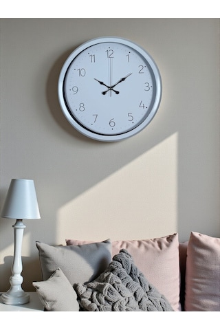 Sade Tasarım Beyaz 40 Cm Metal Standart Duvar Saati Beyaz