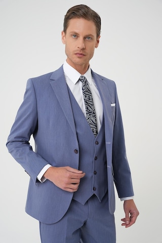 Efor Slim Fit Esnek Çift Yırtmaç Yelekli Düz Klasik Havacı Mavi Takım Elbise Tk 901 Mavi