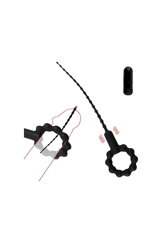 Pembe Tilki Titreşimli Boğumlu Penis Plug Siyah