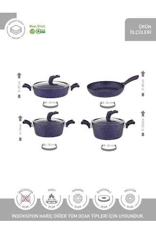Hascevher Karina 7 Pcs Granit Vega Tencere Seti 1822ten26kar26tv Renk Mor