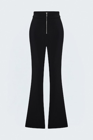 Sateen Fermuar Detaylı Pantolon - Siyah-138059