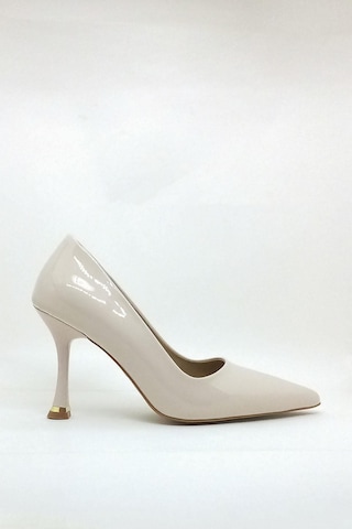 Dosa Shoes Sivri Burun Orta Boy Topuklu Stiletto Ayakkabı-bej Rugan Bej Rugan