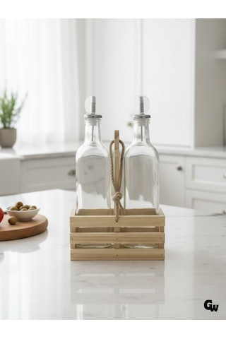 Ahşap Doğal 2li Set Yağdanlık Ve Sosluk Takımı Set Ihlamur - Kavak 1 Set Ahşap