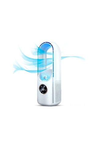 Wezone Taşınabilir Zamanlayıcı Soğutucu Fan - Ev, Dormitorya, Ofise Uygun - Islak Hava Sağlar - Bladesiz Tasarım - Beyaz