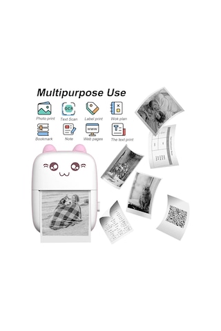 Cobelae C9 Mini Cep Yazıcı, 3 Rulo Kağıtlı Taşınabilir Termal Yazıcı, Bluetooth Mürekkepsiz