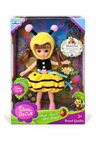 Starry Sky Doll Arı Kostümlü Bebek 30 Cm Sarı Siyah Peluş Elbiseli Oyuncak Bebek 3+ Yaş