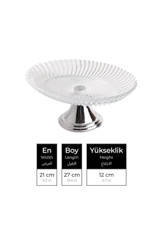 Gümüş Ayaklı Elips Cam Sunumluk Kase, Sarma, Dolma, Salata, Meyve, Ve Pasta Sunum Stantı, Çeyizlik Gümüş