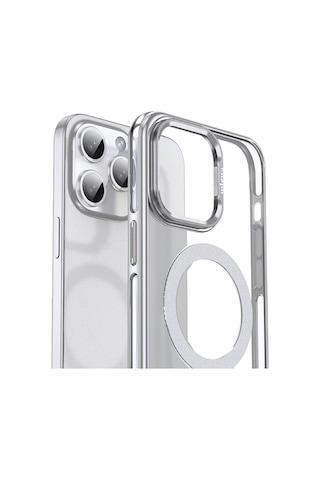 Apple Uyumlu iPhone 14 Pro Max Kılıf Magsafe Şarj Özellikli Wlons Standlı Efsane Kapak Gümüş