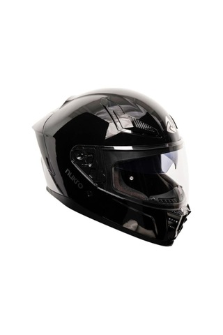 Nukro 853 Solid Gloss Black Full Face Kapalı Motosiklet Kaskı Parlak Siyah