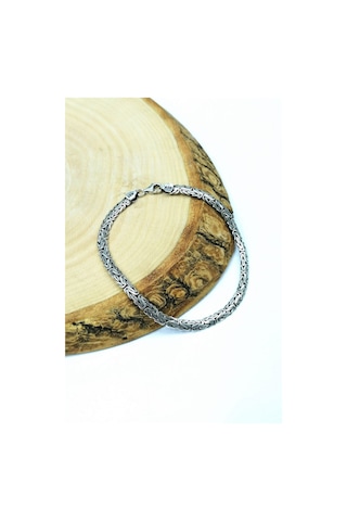 Omar Silver Kral Bileklik Ezme Yassı Model 925 Ayar Gümüş Bilekli