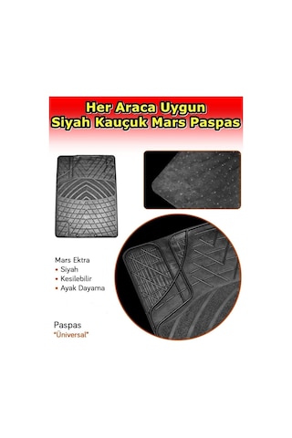 Her Araca Uyumlu 3d Havuzlu Oto Paspas Seti, Siyah, 5 Parça, Kauçuk