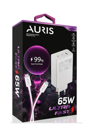 Auris ARS-Ch65 65 Watt Usb To Type C Ultra Fast Hızlı Şarj Aleti Seti