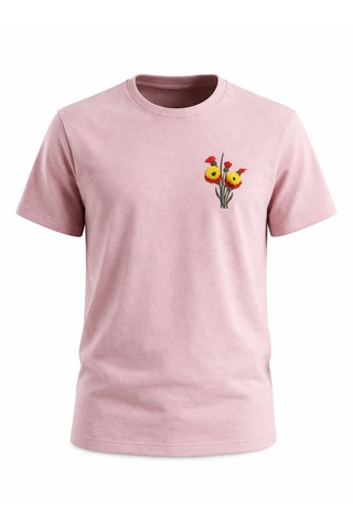 Yubistitch Tshirt Nakış İşlemeli 3d Çiçek-kalın- Gülkurusu