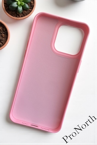 Iphone 16 Pro Max Uyumlu Kılıf Logolu Lansman Soft Yumuşak Içi Kadife Silikon Kapak Pembe