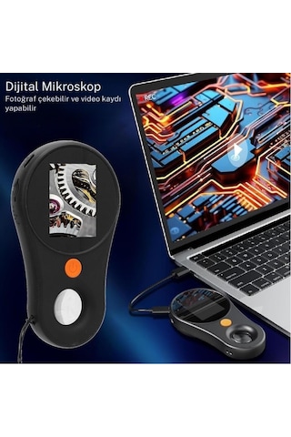 Taşınabilir 500x Makro Dijital Mikroskop 2" Renkli Ekranlı Işıklı