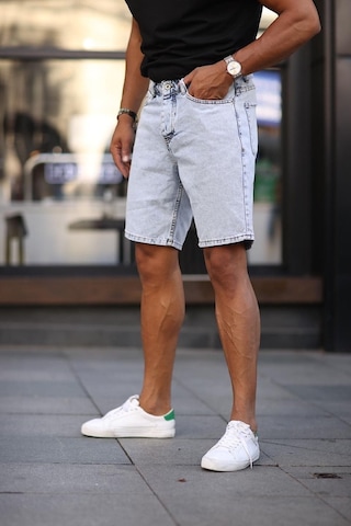 Boyfriend Kot Kapri Rahat Kalıp Kot Şort Buz Mavi