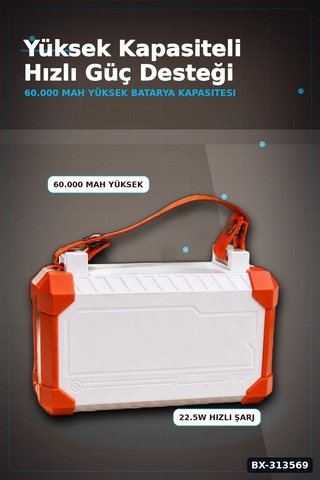 Bay Entegre Kablolu 60000mah 22.5w Hızlı Şarj Powerbank - Çoklu Usb-c Çıkışlı Güç Bankası Bx-313569 Najmaddi Standart
