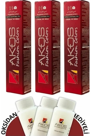 Akos Tüp Boya 60 Ml 7.54 Kiraz Saç Boyası 60 Ml 3 Adet Boya+ 3 Adet Oksidan