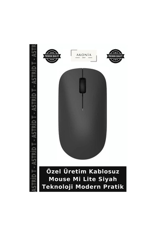 Özel Üretim Kablosuz Mouse Mi Lite Siyah Teknoloji Modern Pratik