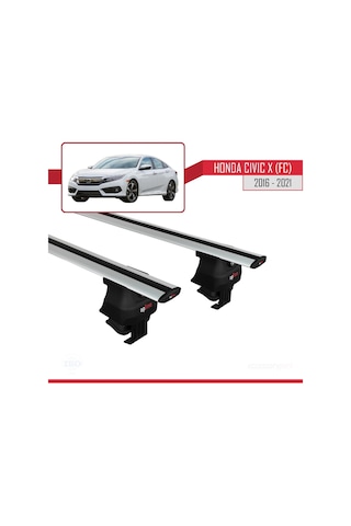 Honda Civic X Fc Sedan 2016-2021 Arası İle Uyumlu Ace-4 Ara Atkı Tavan Barı Gri