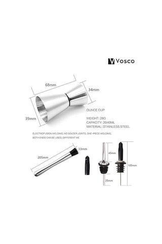 Novahub 6 Parça Kokteyl Seti 750ml Avantajlı Shaker Paketi, Ekstra Kapasiteli