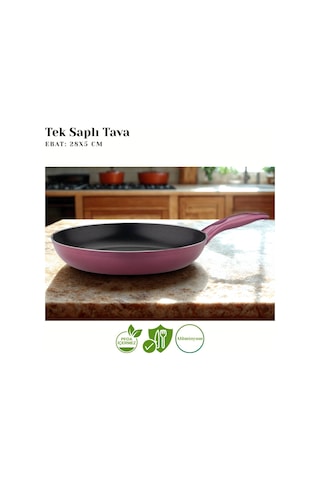 28 Cm Granit Tek Saplı Tava - Mürdüm Mürdüm