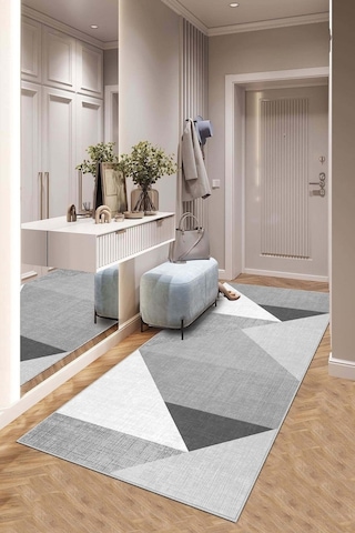West Home Makinede Yıkanabilir Kaymaz Taban Leke Tutmaz Modern Kesme Yolluk Mutfak Yolluk Halı Yolluk Wh 447 Grey Yolluk