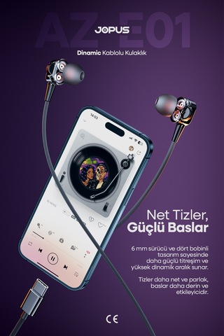 Jopus İphone 15-16-17 Serileri Ve Android Uyumlu - 4 Hoparlörlü Type-c Kablolu Dinamik Kulaklık - Az-e01 Diğer