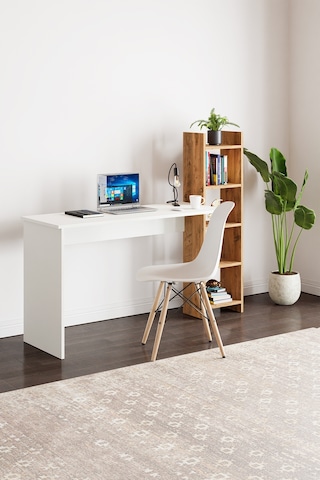 Kitaplıklı Fonksiyonel Çalışma Masası Beyaz - Atlantik Çam Atlantik Çam - Beyaz
