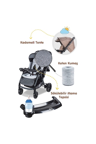 Baby Care Çift Yönlü Alüminyum Kalın Iskelet Bebek Arabası Oyuncak Hediyeli