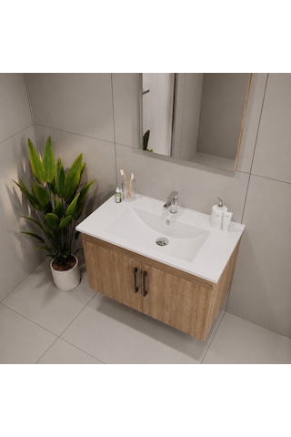 Creavit D20 Banyo Dolabı Seti Çekmeceli 65 Cm Everest Kahverengi