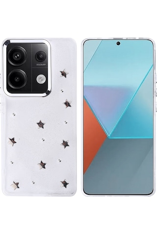 Redmi Note 13 Pro 4g Uyumlu Kılıf Airbag Tasarımlı Simli Şeffaf Zore Kutup Kapak - Yıldız Yıldız