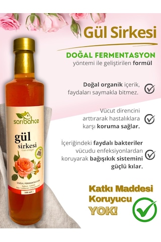 Gül Sirkesi 500 Ml - Organik Doğal Fermantasyon