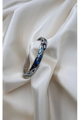 Bb Çelik Tasarım Nazarım Boncuk Kelepçe Bilezik Mavi