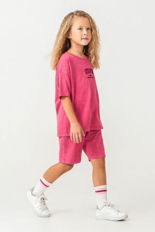 U.s. Polo Assn. Kız Çocuk Pembe Bermuda Takım Us2530-c-v2 Pembe