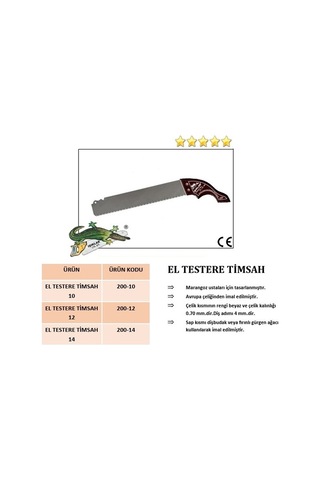 El Testeresi, Timsah, 4 Mm, 0.7 Mm, 50 Cm, Işıklar 200-14