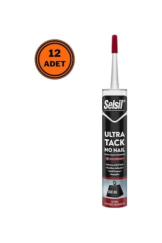 12 Adet Selsil Ultra Tack Montaj Yapıştırıcı Korniş Yapıştırıcısı 290 Ml 290 ML