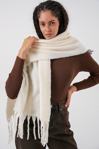 Kadın Yumuşak Dokulu Kalın Şal Atkı 15951 - Ekru Ekru