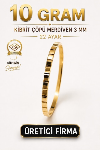 22 Ayar Tse Belgeli 10 Gram Kibrit Çöpü Merdiven 3 Mm Ajda Altın İşçiliksiz Bilezik Gold 22 Ayar Tse Belgeli 10 Gram Kibrit Çöpü Merdiven 3 Mm Ajda Altın İşçiliksiz Bilezik Gold