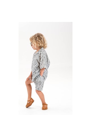 Miniko Kids Laciel Paris Keten Gömlekli Desenli Erkek Çocuk Şortlu Takım Yeşil