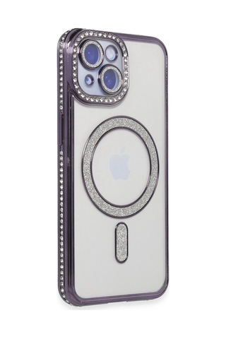 Mey İthalat Apple iPhone Uyumlu 15 Kılıf Joke Simli Magneticsafe Kılıf - Derin Mor