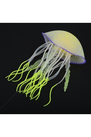 Qingmipy Lemon Sarı Simülasyonlu Flüoresan Medusa: Silikon Malzeme Akvaryum Dekorasyonu - Doğal Görünüm, Su Ve Balık Dostu, Kolay Kurulum