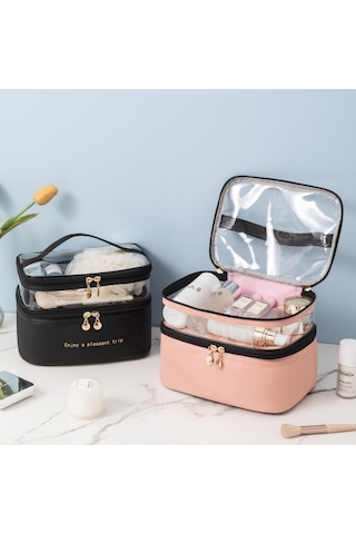 Dekohop Çift Bölmeli Seyahat Makyaj Çantası