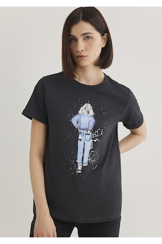 Mavi - Denim Baskılı Gri Istanbul Tişört 168890-29726 (441740737) Gri