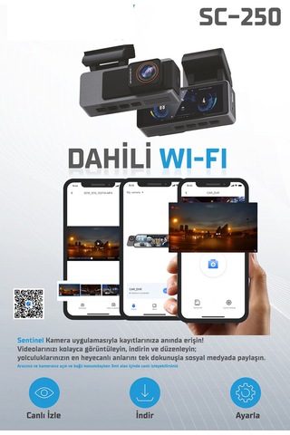 Kayıt Cihazı 4k 3.2'' Ekran 2 Kameralı Araç İçi Kamera Sc-250